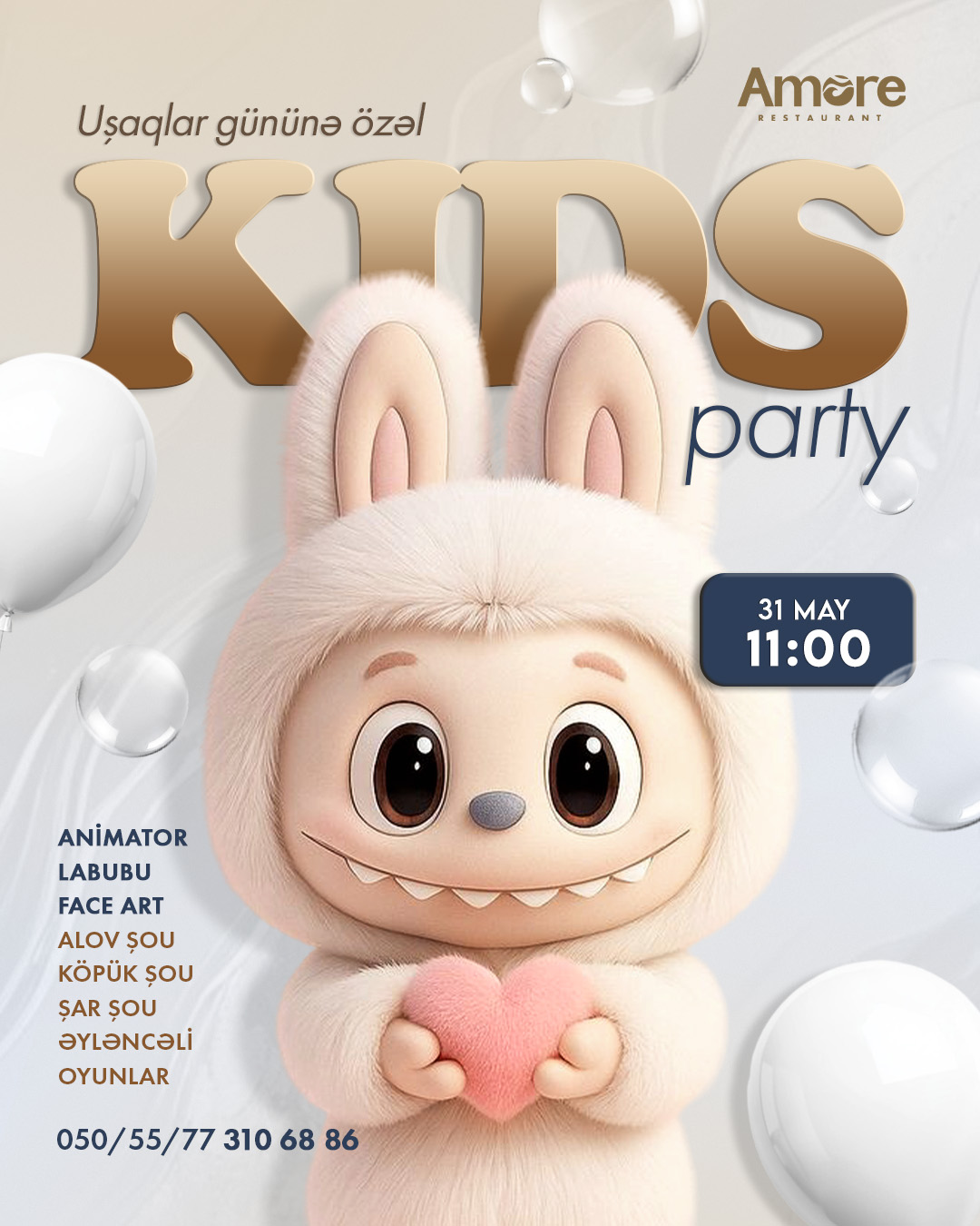 Amore Restaurant Kids Party- Usaqlar ucun Eylenceli Tedbir